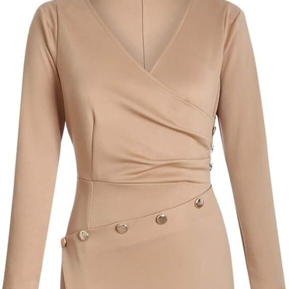 NWOT Lardy Womens Deep V-Neck Bodycon Midi Dress - Picture 1 of 4